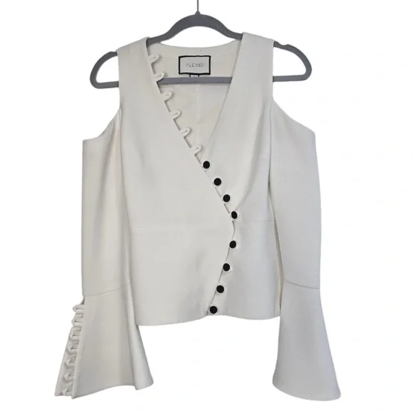 ALEXIS White Noere Cold Shoulder Asymmetrical Tux Top - Picture 4 of 4